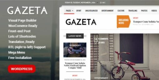 Gazeta – Responsive Magazine WordPress Theme 1.3.1 1