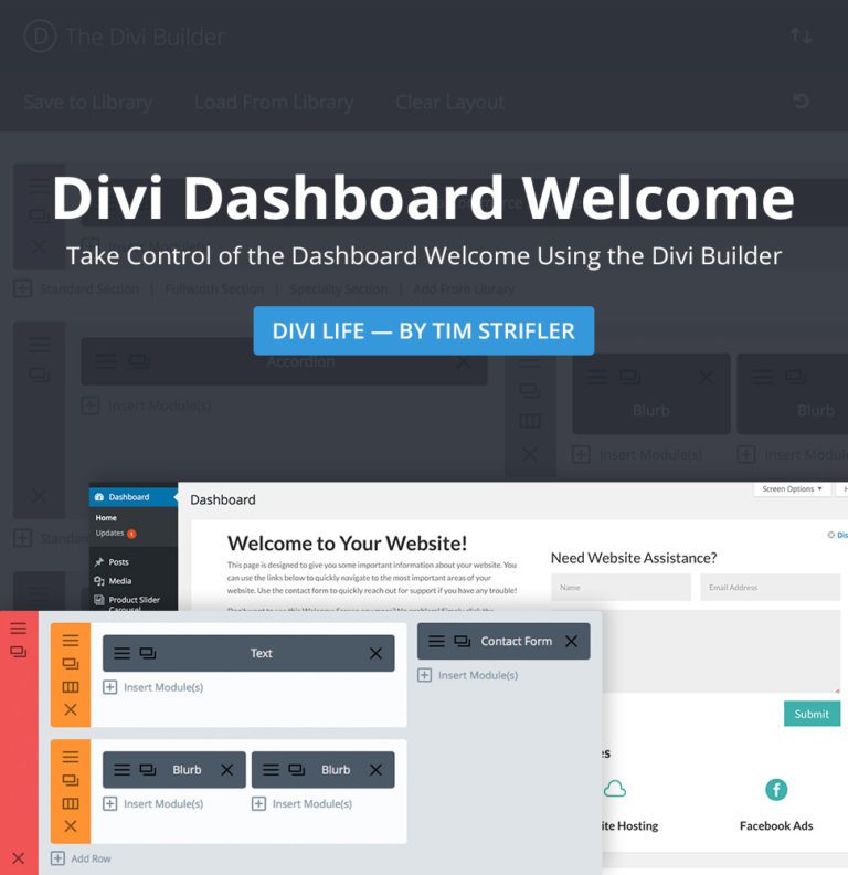 Divi Dashboard Welcome – DiviLife 1.2 1