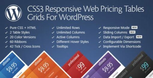 CSS3 Responsive WordPress Compare Pricing Tables 11.3 1