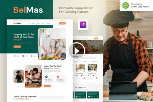 BelMas - Kit de plantilla de Elementor de taller y clase de cocina en línea 1