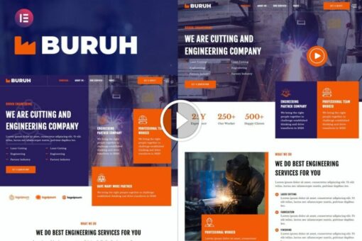 Buruh - Kit de plantilla Elementor de empresa de ingeniería y corte por láser 1