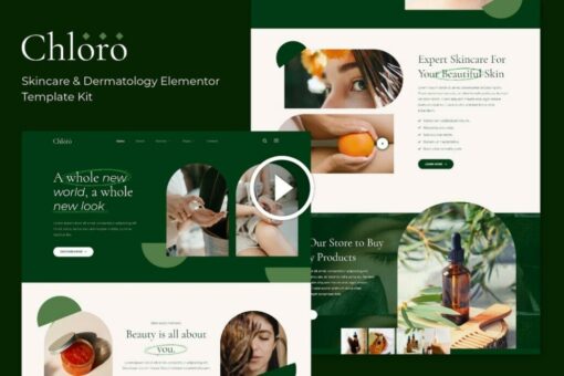 Chloro: kit de plantillas Elementor para el cuidado de la piel y la dermatología 1