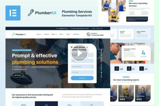 PlumberKit - Kit de plantilla Elementor de servicios de plomería 1