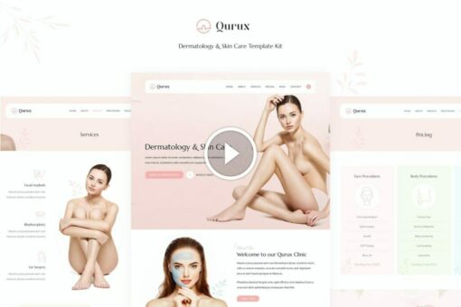Qurux: kit de plantilla Elementor para dermatología y cuidado de la piel 1