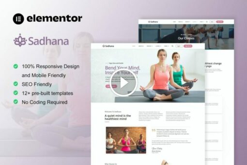 Sadhana: kit de plantillas de Elementor para profesores de yoga y estudios 1