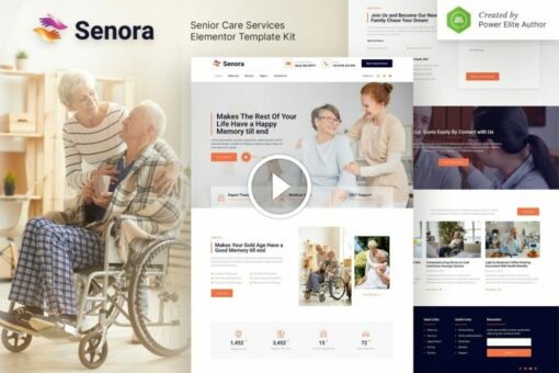 Senora - Kit de plantilla Elementor de servicios de atención para personas mayores 1