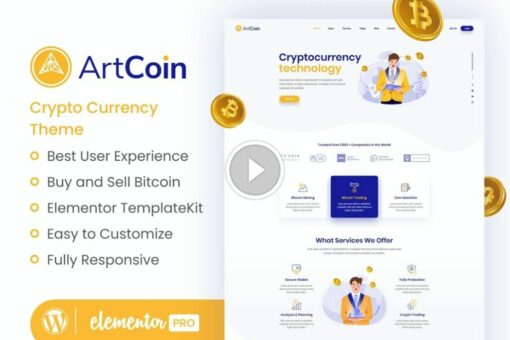 ArtCoin | Kit de plantillas Elementor de Bitcoin y criptomonedas 1