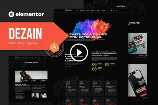 Dezain - Kit de plantilla Elementor Pro de la agencia de diseño web 1