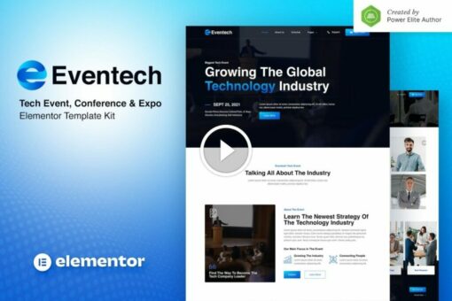 Eventech: kit de plantilla Elementor para conferencias y exposiciones de eventos tecnológicos 1