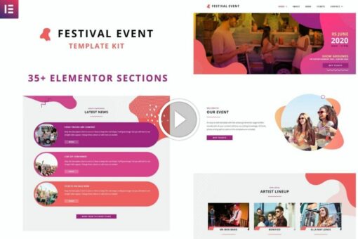 Festival Events: kit de plantillas de Elementor para Eventos 1