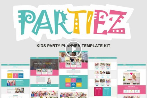 Partiez – Kit de plantillas Elementor para planificador de fiestas infantiles 1