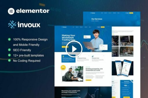 Invoux - Kit de plantillas Elementor Pro de comercio e inversión 1