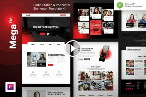 MegaFM - Kit de plantilla Elementor para estaciones de radio y podcasts 1