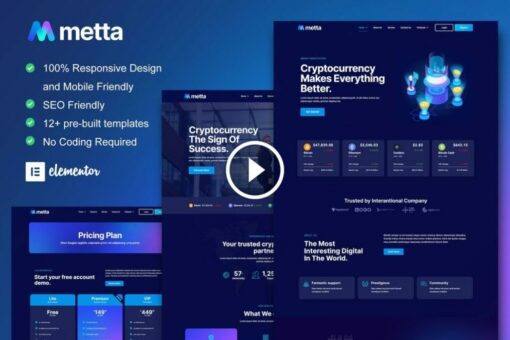 Metta: kit de plantilla de Blockchain de criptomonedas y Elementor de Bitcoin 1