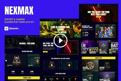 Nexmax: kit de plantillas Elementor para deportes electrónicos y juegos 1