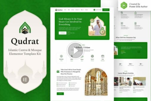 Qudrat - Kit de plantilla Elementor del Centro Islámico y la Mezquita 1