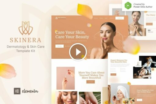 Skinera: kit de plantilla Elementor para dermatología y cuidado de la piel 1