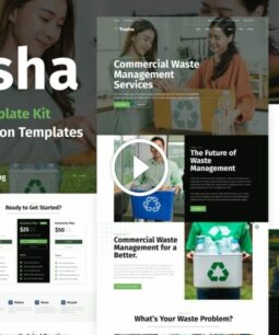 Trasha: kit de modelos Elementor para o serviço de gestão e reciclagem de resíduos