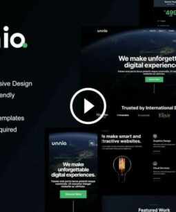 Unniq: kit de plantillas Elementor de la agencia creativa digital oscura
