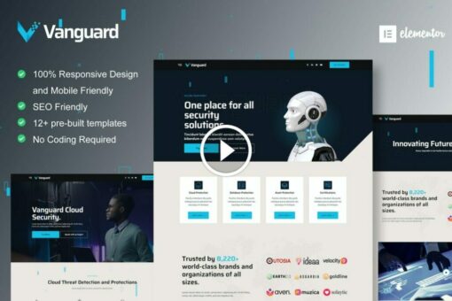 Vanguard: kit de plantilla Elementor del servicio de seguridad cibernética 1