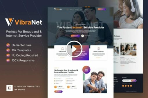 Vibranet: kit de plantillas Elementor para proveedores de servicios de banda ancha e Internet 1
