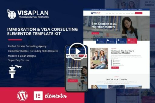 VisaPlan: kit de plantillas Elementor de consultoría de inmigración y visas 1