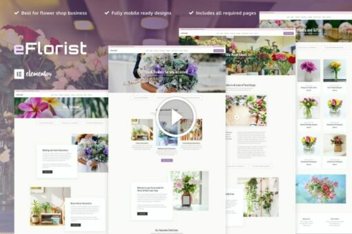 eFlorist - Kit de plantilla de Elementor de decoración y boutique de flores 1