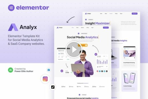 Analyx - Social Media Analytics & SaaS Company Elementor Template Kit 1
