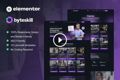 ByteSkill - Elementor Pro Template Kit for IT Online Course & Education 1