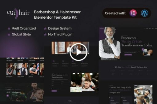 Cuthair - Barbershop & Hairdresser Elementor Pro Template Kit 1