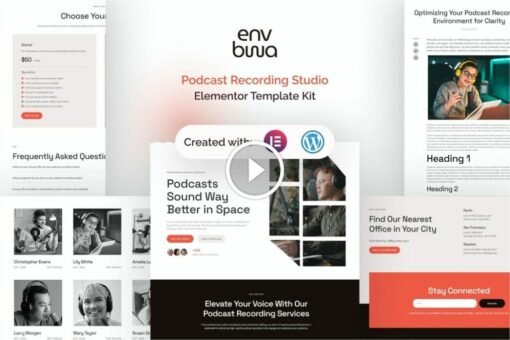 Envbwa - Kit de plantilla Elementor Pro para estudio de grabación de podcasts 1