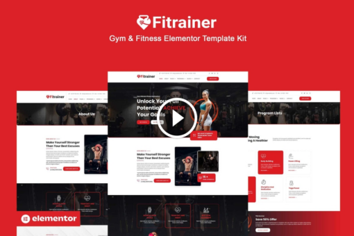 Fitrainer - Gym & Fitness Elementor Pro Template Kit 1