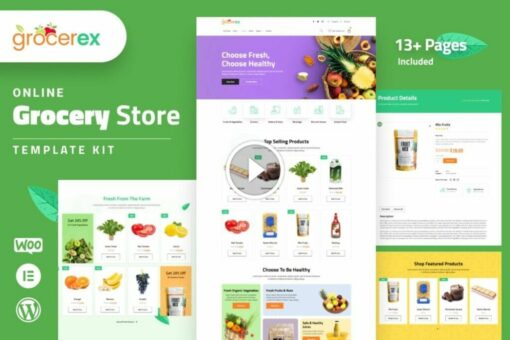 Grocerex - Grocery Store Elementor Pro Template Kit 1