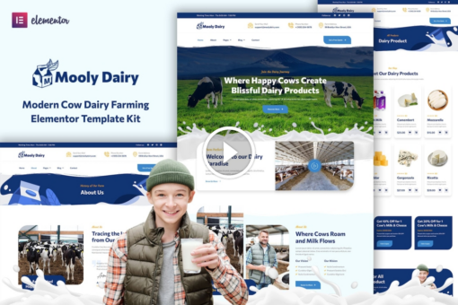 Mooly - Modern Cow Dairy Farming Elementor Template Kit 1
