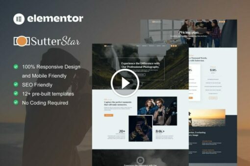 SutterStar - Photography Services & Portfolio Elementor Template Kit 1