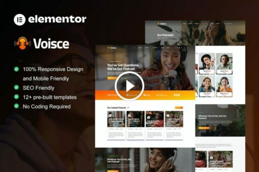Voisce - Podcaster & Music Streaming Elementor Pro Template Kit 1