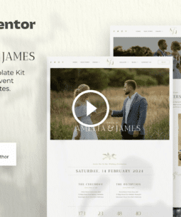 Amelia & James: Kit de modelos Elementor para convites de casamento