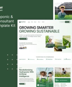 GreenFlow - Kit de modelo moderno do Elementor Pro para consultores hidropônicos e agrícolas