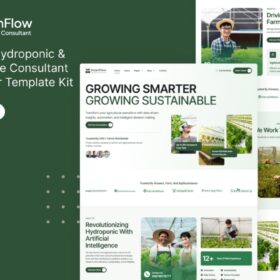 GreenFlow – Modern Hydroponic & Agriculture Consultant Elementor Pro Template Kit