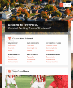 TownPress - Tema de prefeitura e governo municipal