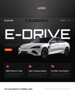 Elecxia – Kits de modelos do Elementor para sites de aluguel e serviços de carros elétricos (EV)