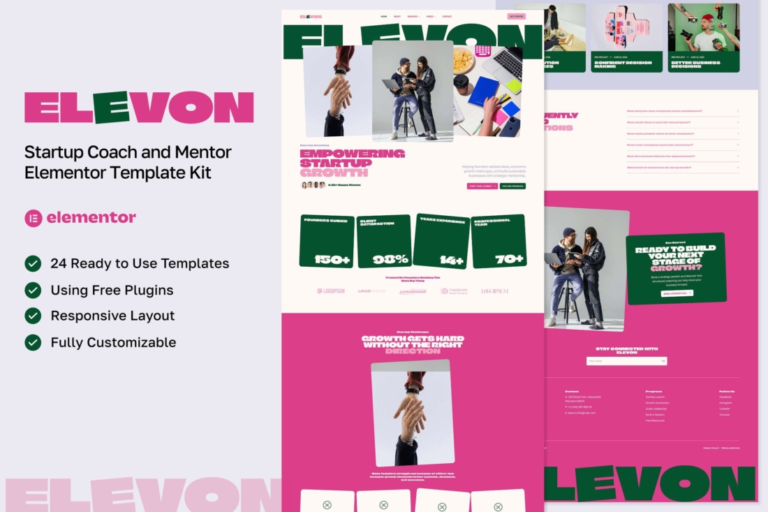 Elevon – Startup Coach & Mentor Elementor Template Kit