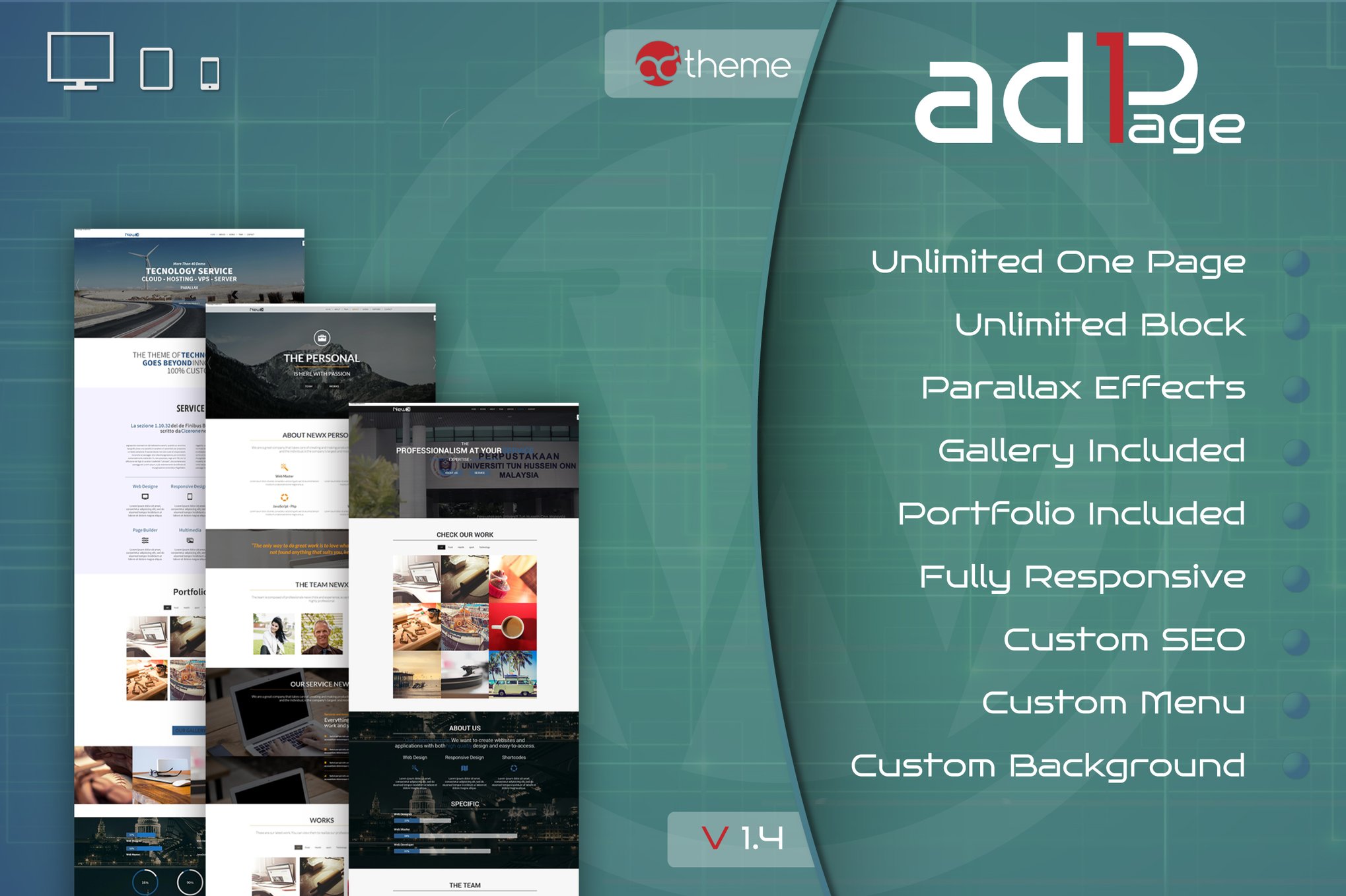 Plugin Parallax One Page Builder para WordPress