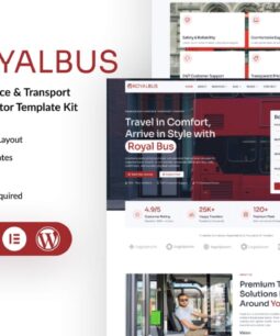 RoyalBus – Kit de modelos Elementor para empresa de transporte e aluguel de ônibus