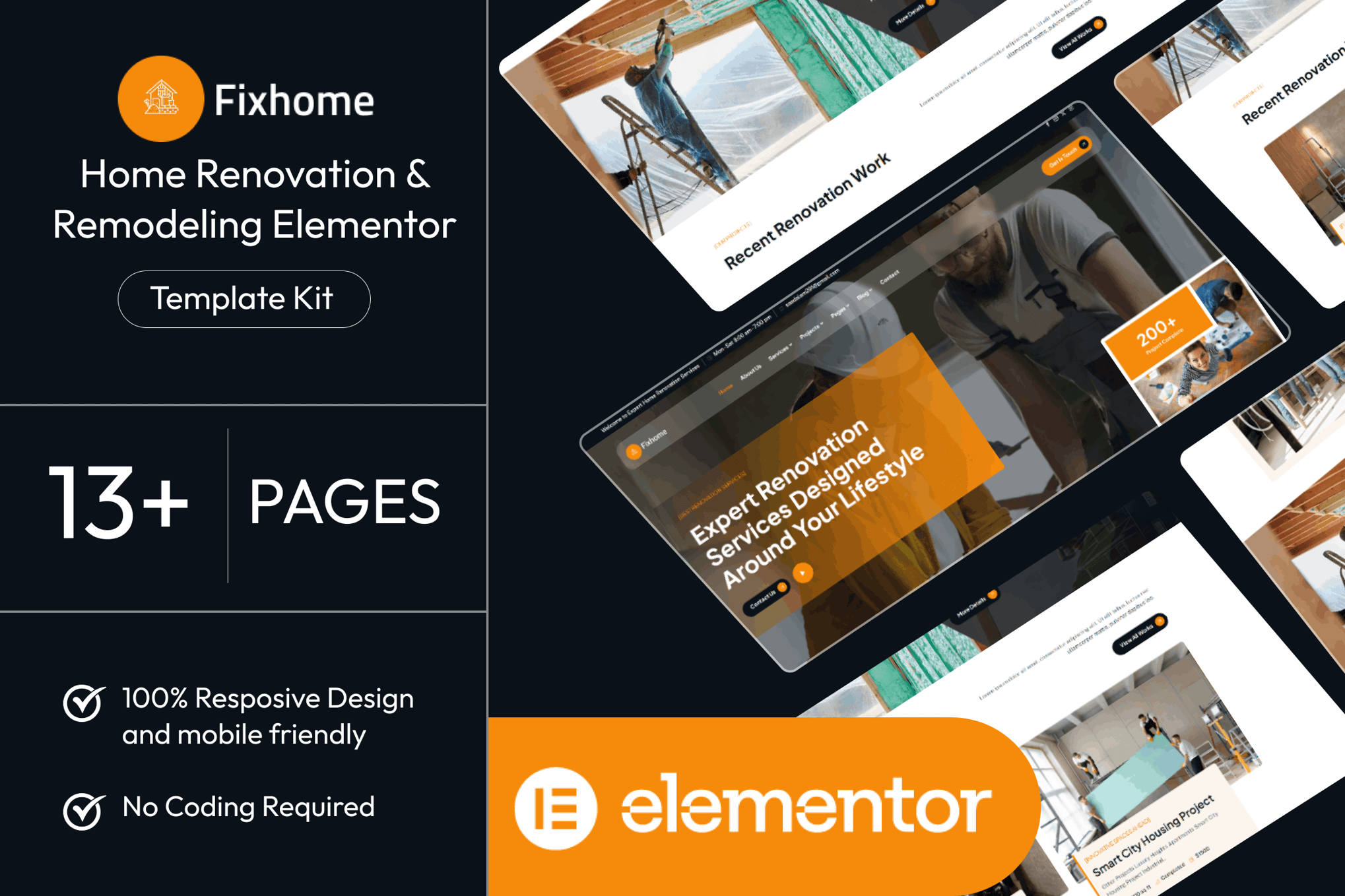 Fixhome – Kit de modelos Elementor para reforma e remodelação residencial