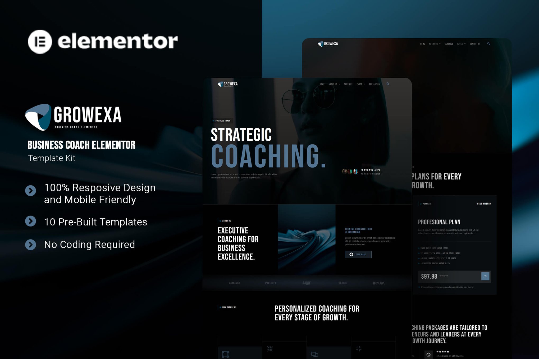 Growexa – Business Coach Elementor Template Kit