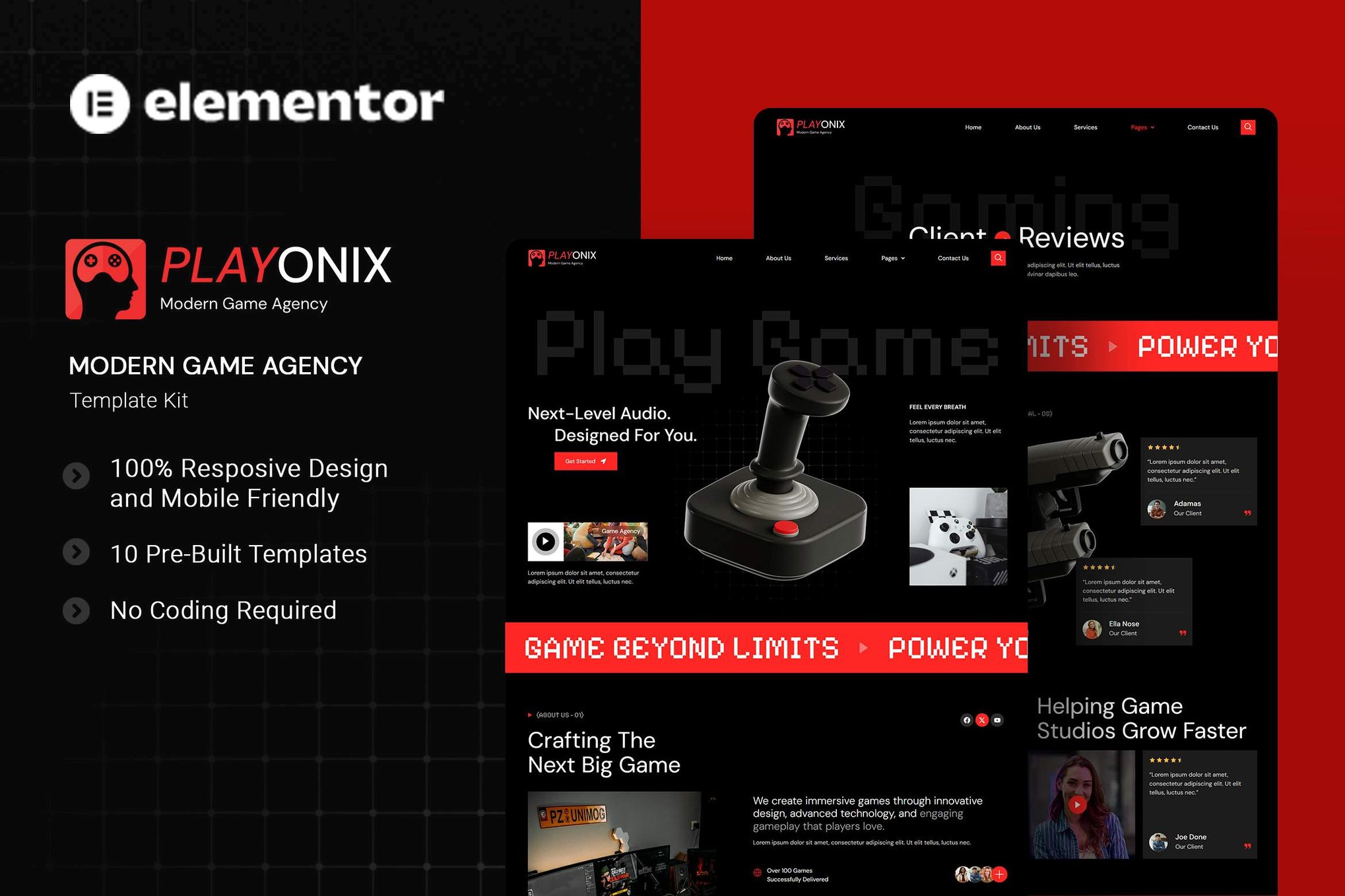 Playonix – Modern Game Agency Elementor Template Kit
