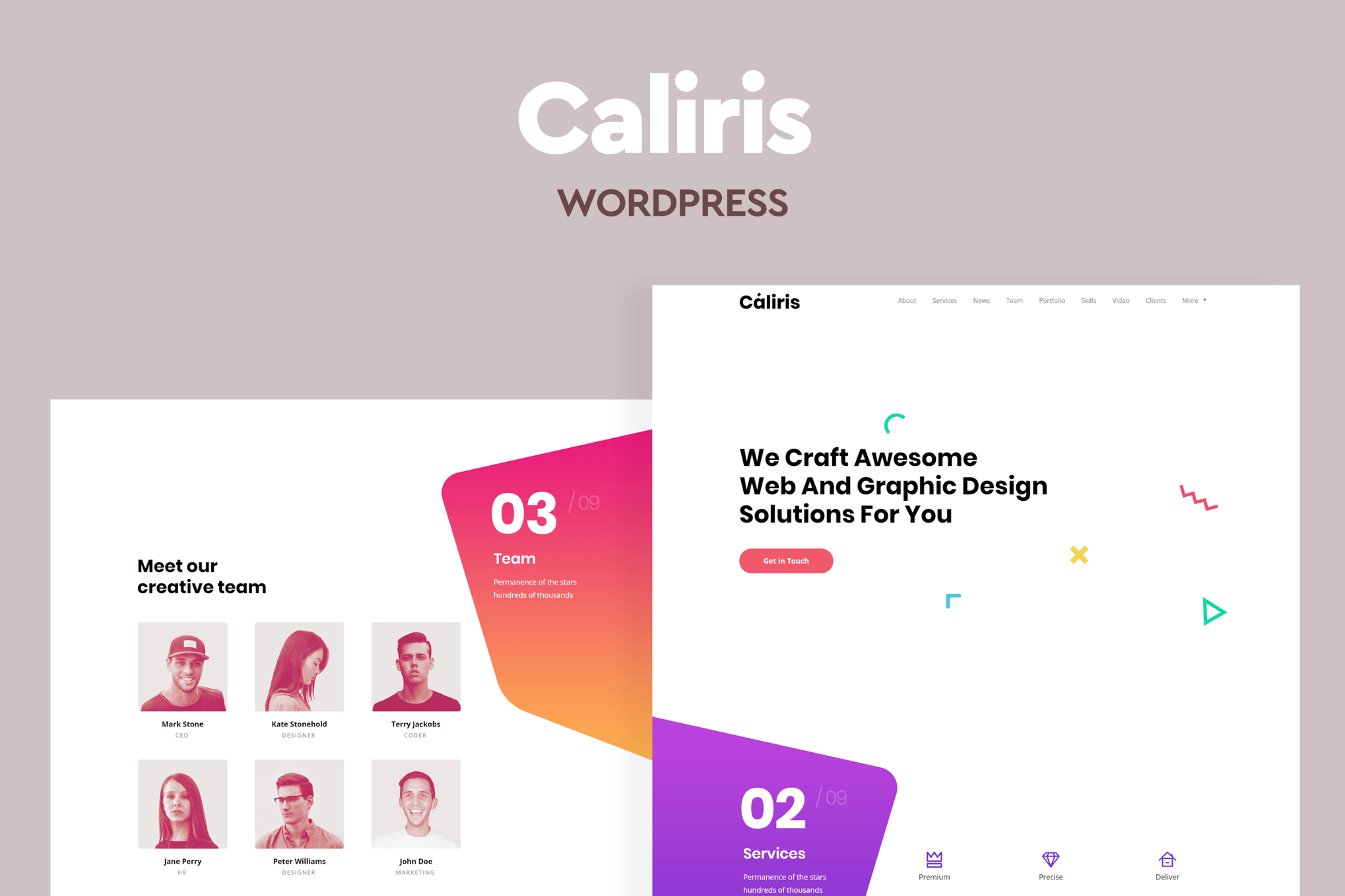 Caliris – Tema responsivo de uma página para WordPress