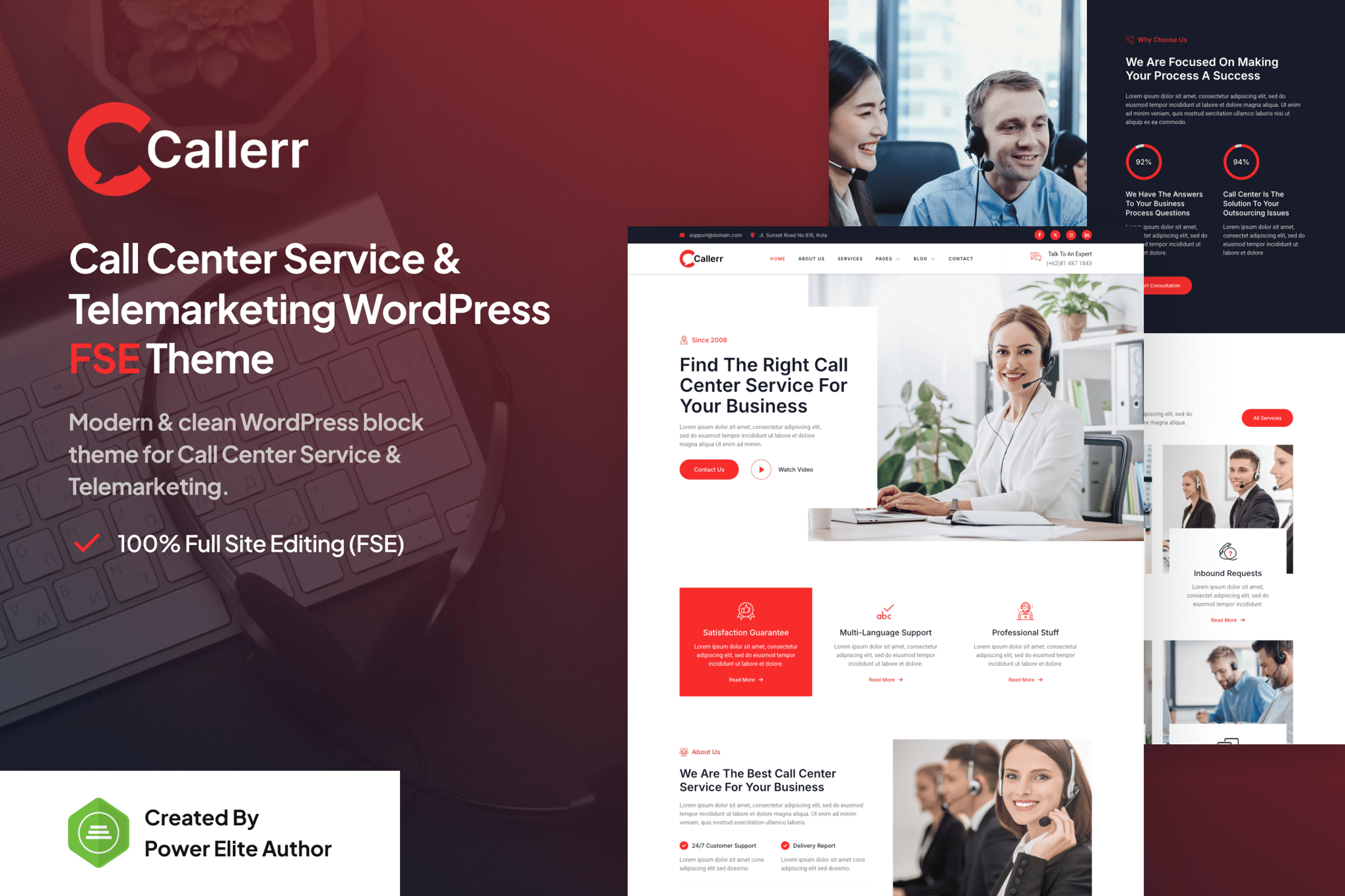 Callerr – Tema FSE para WordPress para serviços de call center