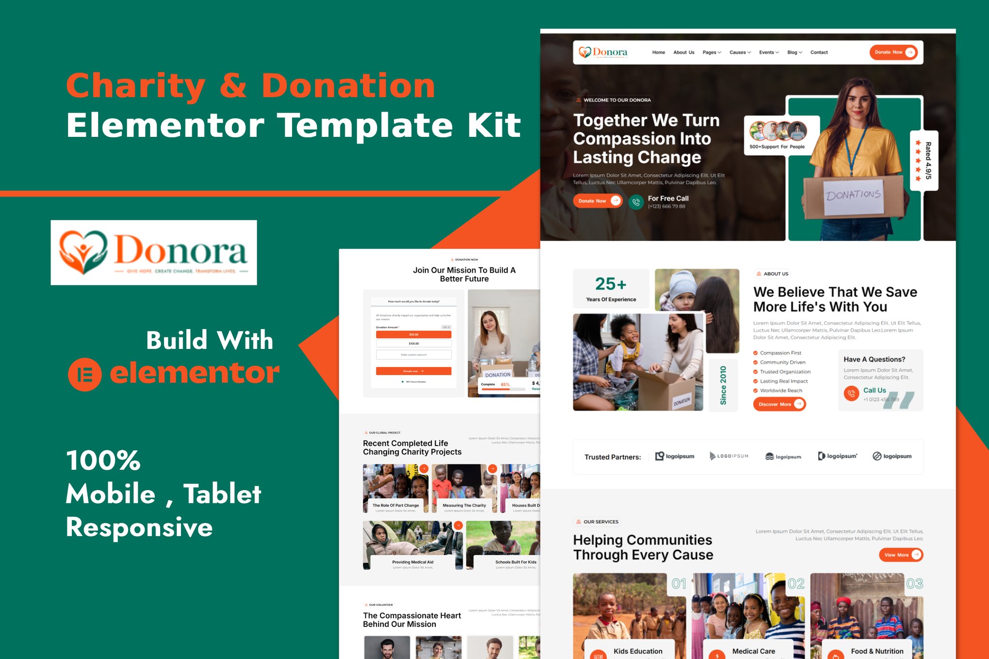 Donora – Charity & Donation Elementor Template Kit